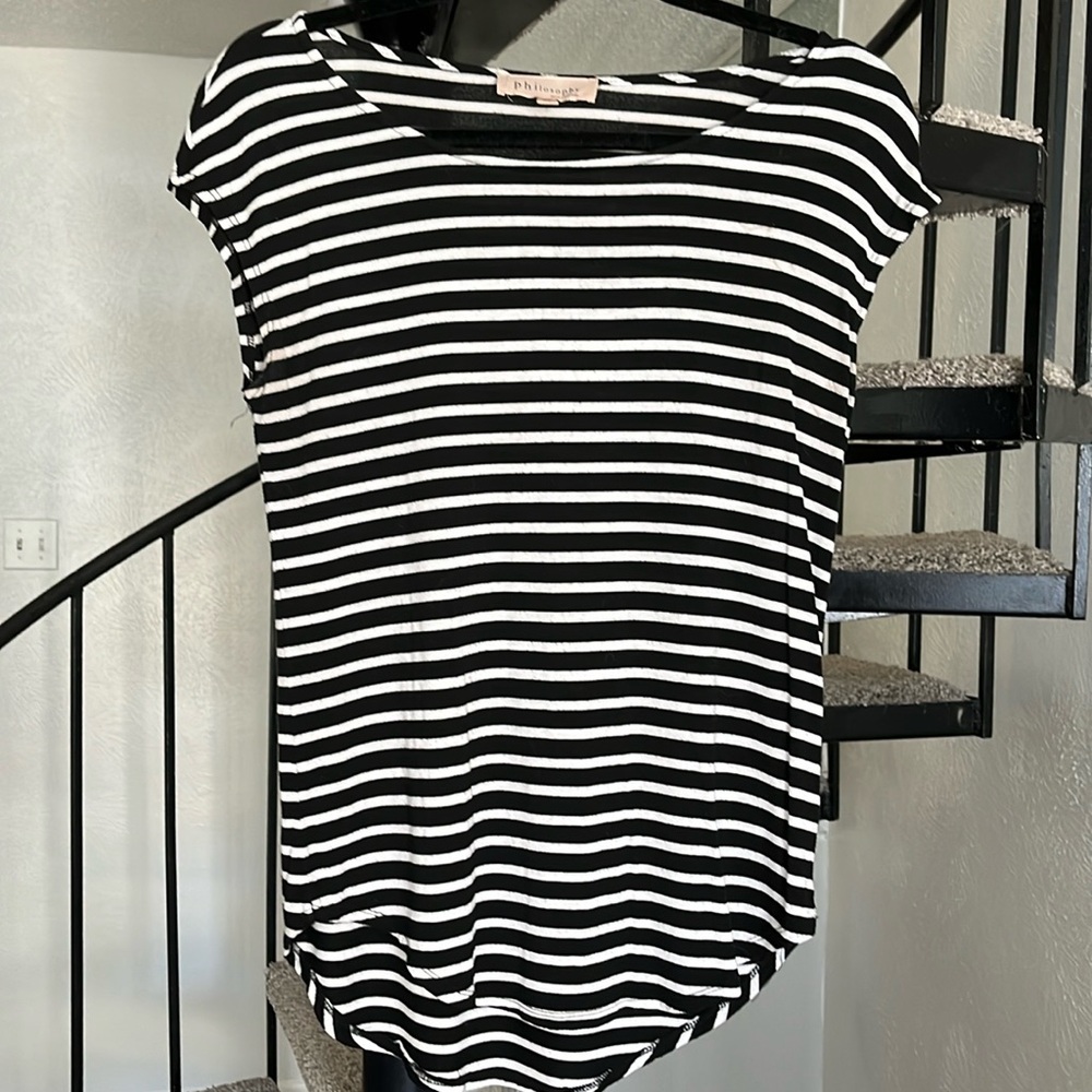 Philosophy stripped short sleeve shirt